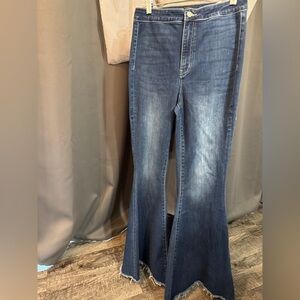 Flying Monkey Raw Hem Straight Leg Jeans | Size 28 | Dark Wash